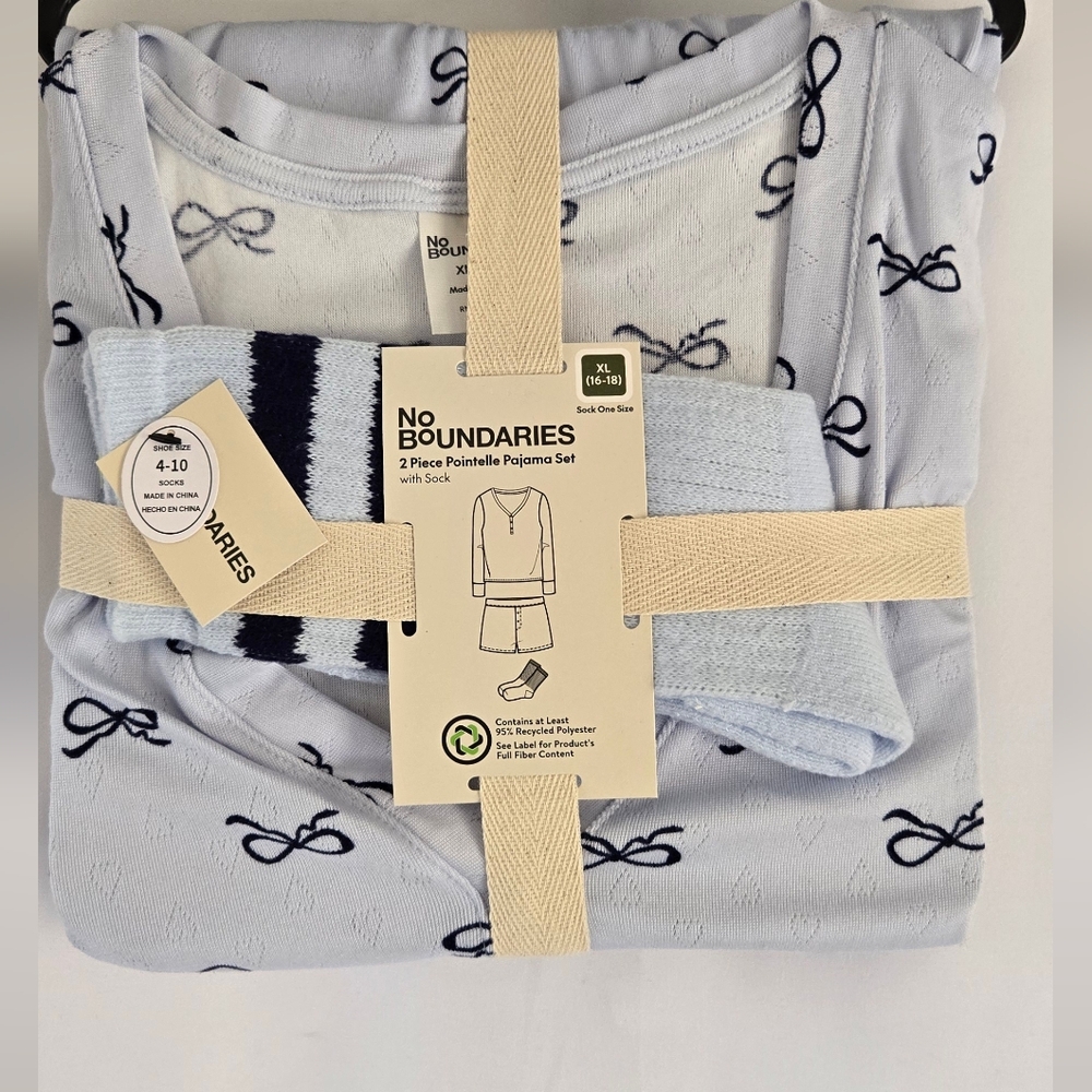 No Boundaries Blue Pajama Set with Socks